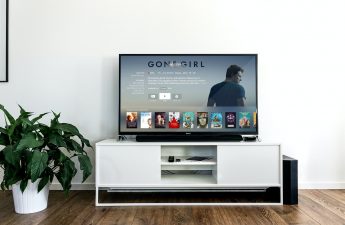 Flat screen TV with TV series on it